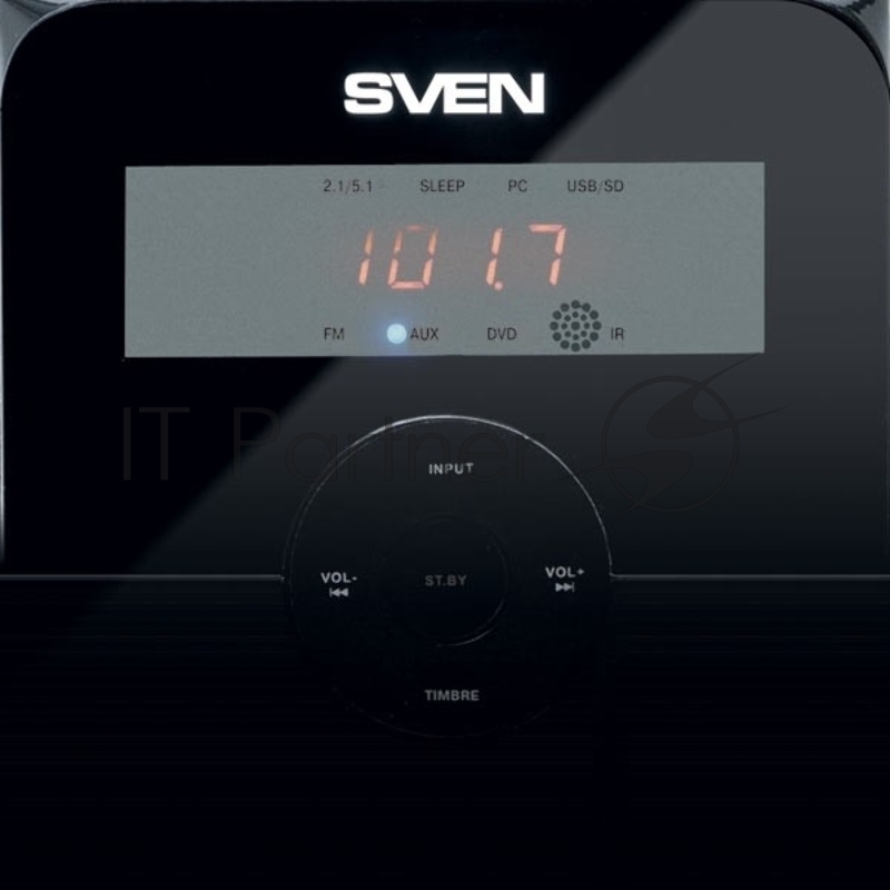 Колонки SVEN HT-200 черный {5.1, 5х 20Вт + 12Вт , FM-тюнер, USB/SD, дисплей, пульт ДУ}