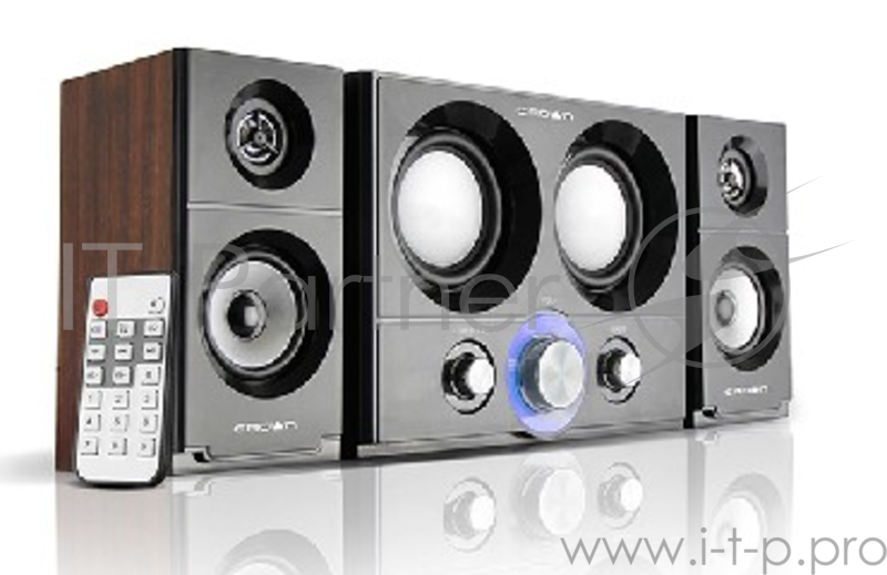 Колонки Акустическая система 2.1 CROWN CMS-3800 (16W+10W*2 (RMS)=36W приёмник FM картридер интерфейс USB IR пульт)
