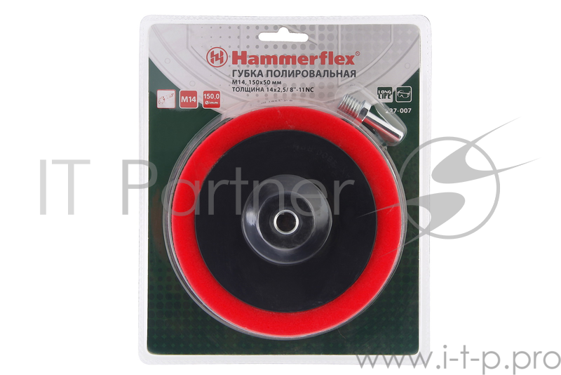 Губка полировальная Hammer Flex 227-007 PD M14 WL 150х50 мм 14х2,5/8