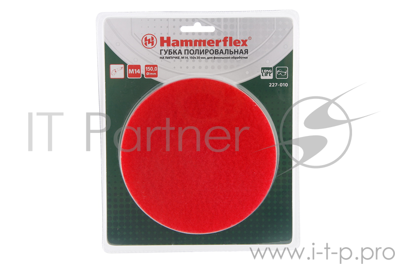 Губка полировальная Hammer Flex 227-010 PD M14 PV 150х30 мм для финишной обработки, поролоновая