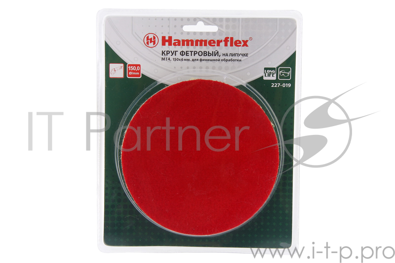 Диск полировальный Hammer Flex 227-019 PD M14 FL 150x6 мм войлок, на липучке