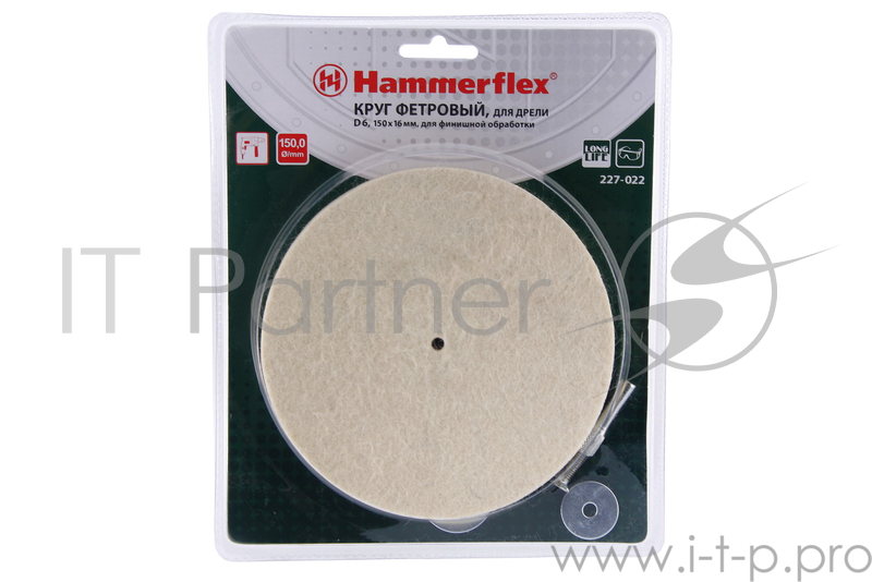 Диск полировальный Hammer Flex 227-022 PD d6 FL 150x16 мм войлок, для дрели