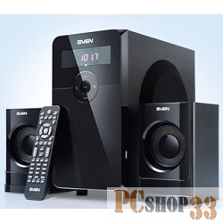Колонки SVEN MS-2000 {2.1} { цвет черный глянцевый, FM-тюнер, ПДУ, USB и SD разъемы}