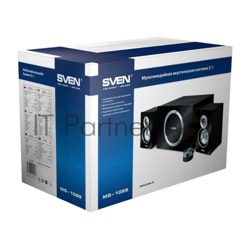 Колонки SVEN MS-1085, черный {2 сат. + сабвуфер дерево,20Вт + 2 х 13 Вт (RMS)}