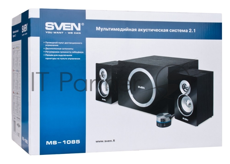 Колонки SVEN MS-1085, черный {2 сат. + сабвуфер дерево,20Вт + 2 х 13 Вт (RMS)}