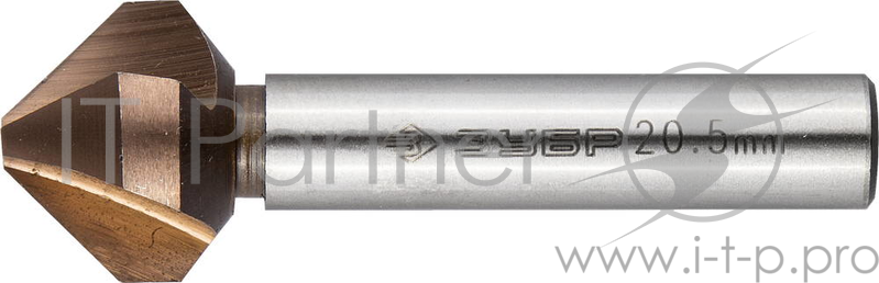 Зенкер ЗУБР 29732-10 ЭКСПЕРТ конусный ст.P6M5 с Co d20.5х63мм d10мм для раззенков.М10
