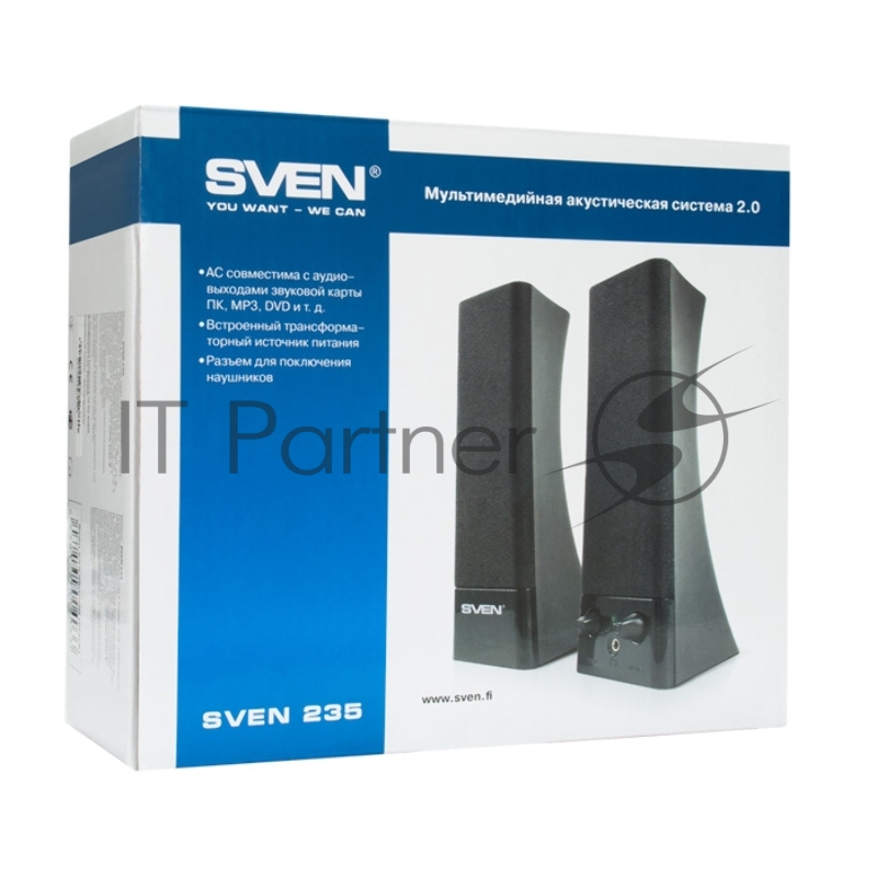 Колонки SVEN 235, черный {2.0, 2 х 2 W RMS, 100 - 20 000Hz}