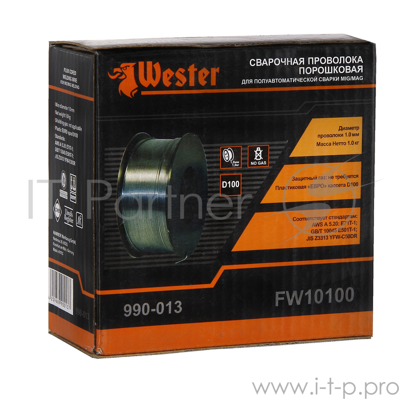 Проволока сварочная WESTER FW 10100 флюсовая 990-013 1.0мм, 1кг