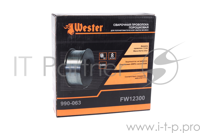 Проволока сварочная WESTER FW 12300 флюсовая 990-063 1.2мм, 3кг