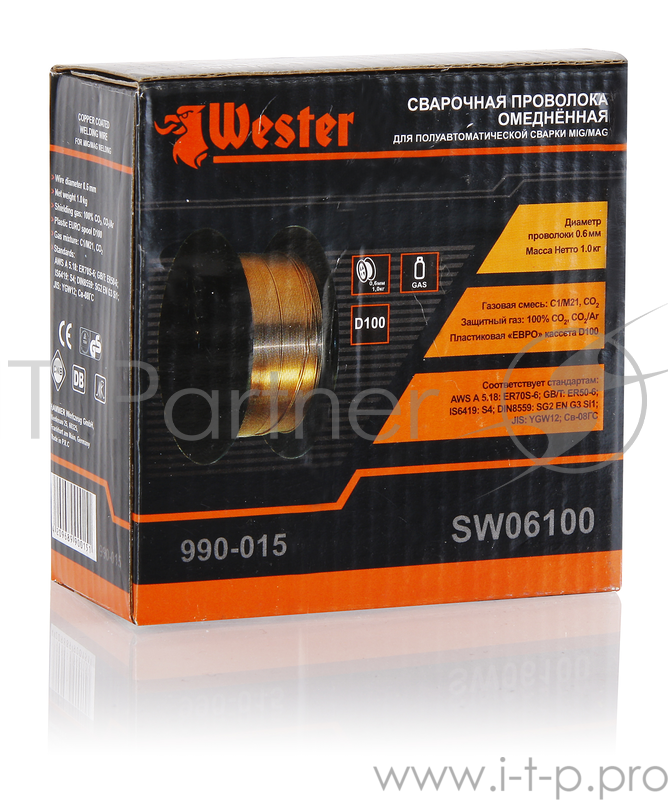 Проволока сварочная WESTER SW 06100 омедненная 990-015 0.6мм, 1кг