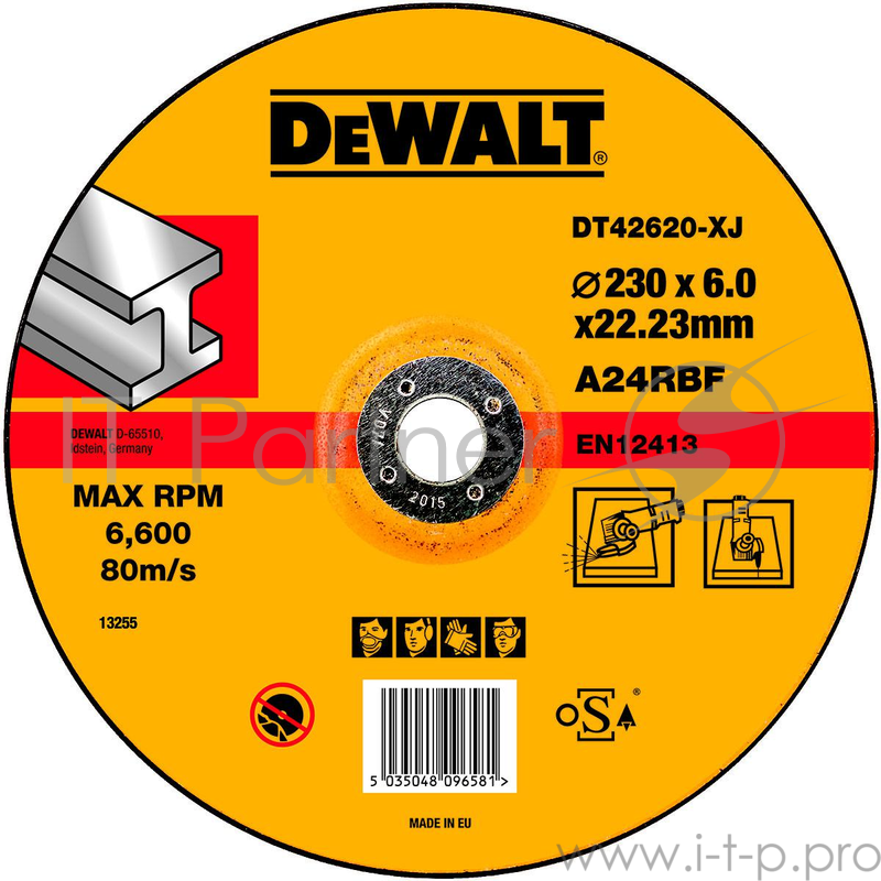 Круг обдирочный DeWALT DT42620-XJ по металлу для УШМ 230х22.2х6мм тип 27 изогнутый