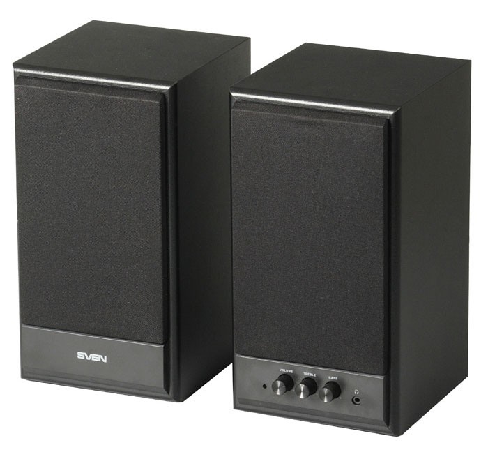 Колонки SVEN SPS-702, черная кожа {2.0, 2х20 Вт}