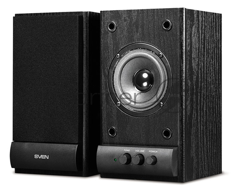 Колонки SVEN SPS-607, черный {2.0, Активные, 2х3 Вт (RMS), 80-18000 Гц, дерево}