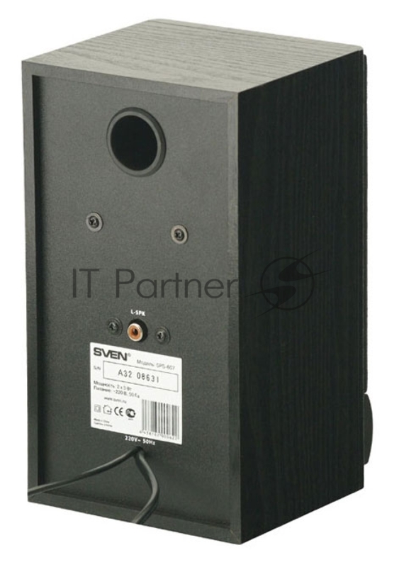Колонки SVEN SPS-607, черный {2.0, Активные, 2х3 Вт (RMS), 80-18000 Гц, дерево}