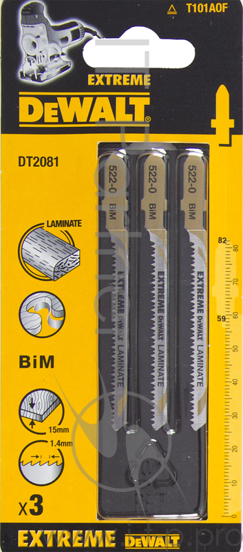 Пилки для лобзика DeWALT DT2081-QZ по ламинату BIM EXTREME T 101 AOF, 3шт.