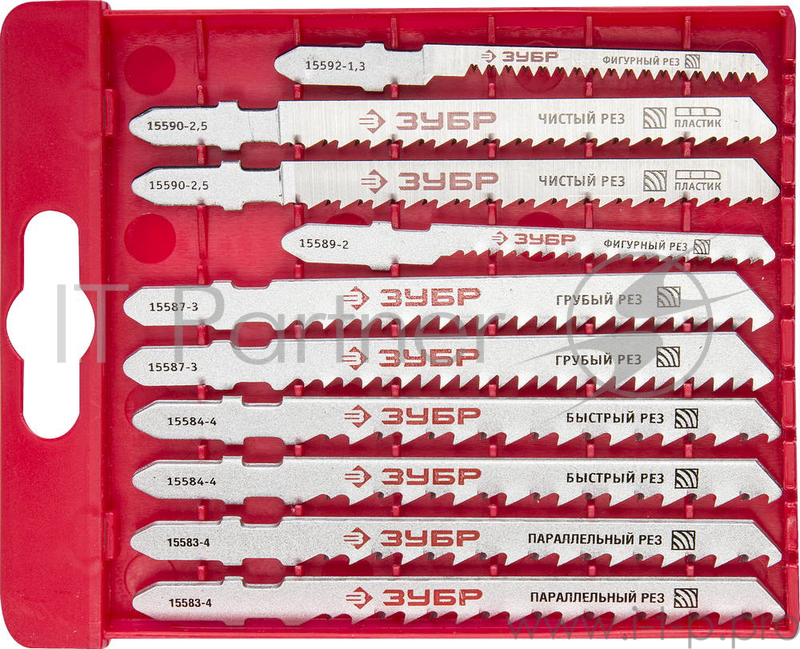 Набор пилок ЗУБР 15580-H10 набор ЭКСПЕРТ полотна CrV по дереву EU-хвост. пласт. бокс 10шт.