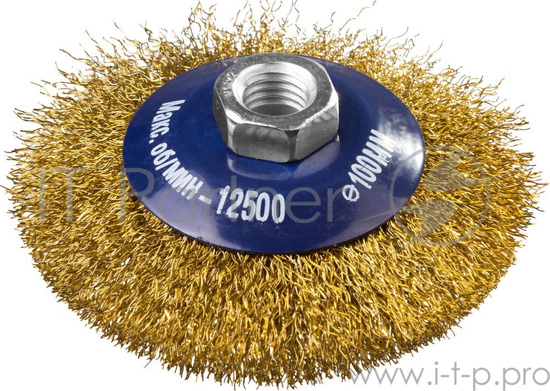 Кордщетка DEXX 35105-100 коническая М14 для УШМ витая сталь0.3мм d100мм