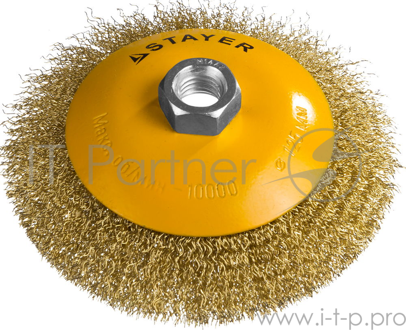 Кордщетка STAYER PROFESSIONAL 35133-125 коническая М14 витая латунь/сталь 0.3мм d125мм