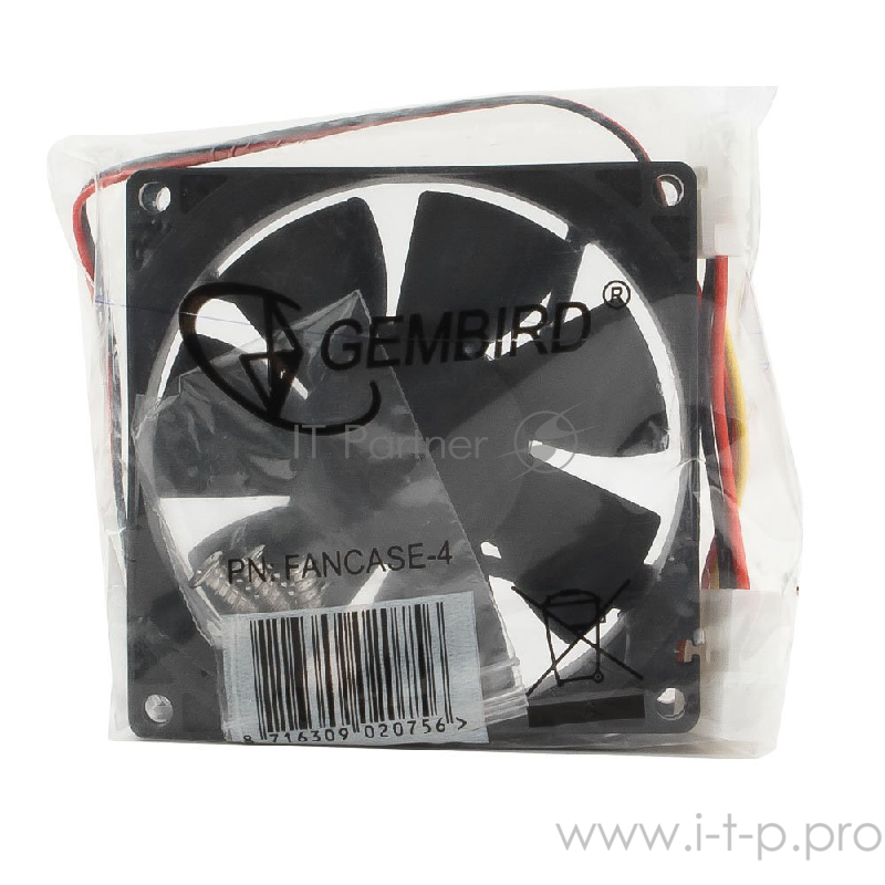 Вентилятор Gembird Вентилятор для корпуса 80x80x25mm, широкий разъем 4pin 8025K/FANCASE-4