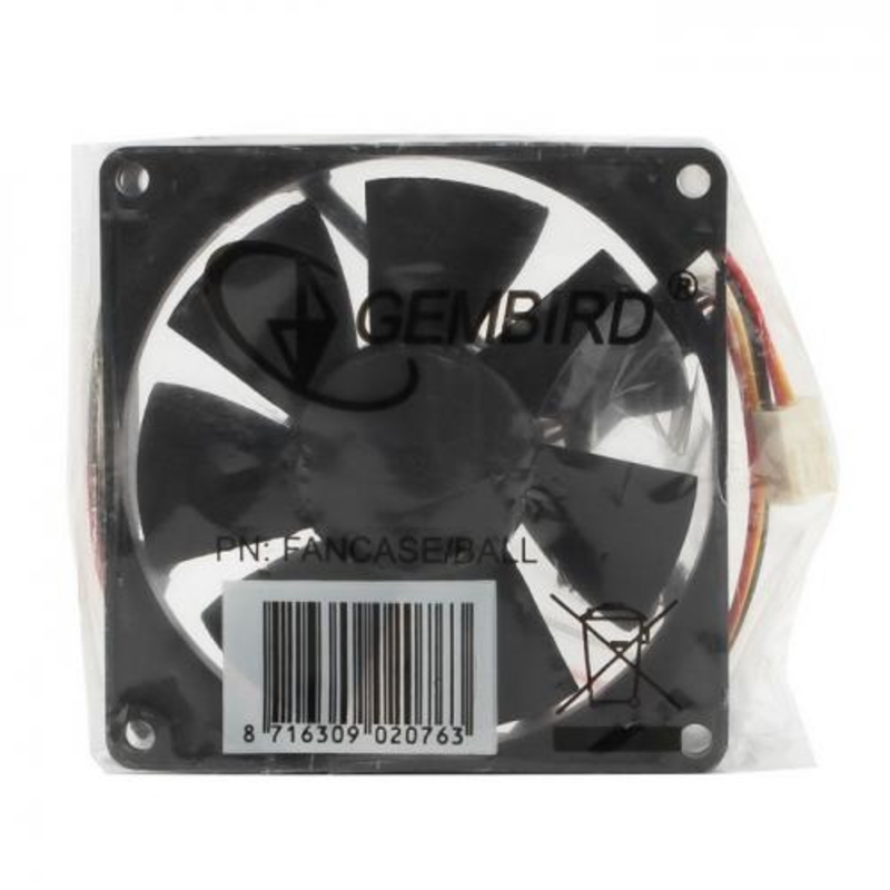 Вентилятор Gembird Вентилятор для корпуса 80x80x25mm, ball, узкий разъем 3 pin FANCASE/BALL