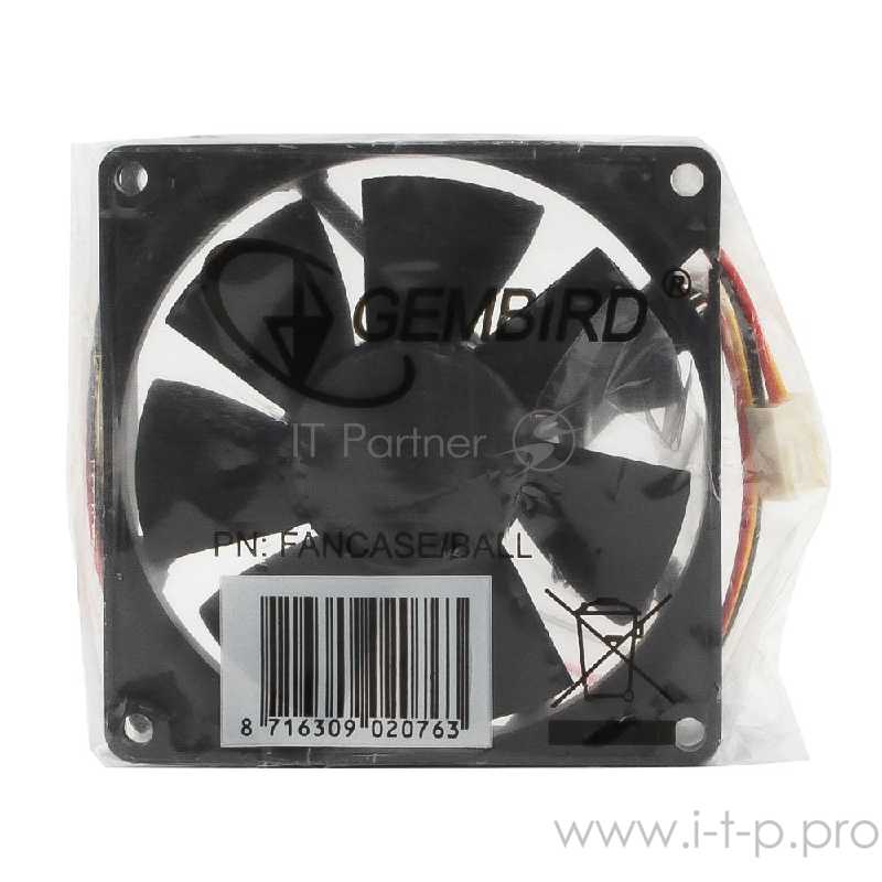 Вентилятор Gembird Вентилятор для корпуса 80x80x25mm, ball, узкий разъем 3 pin FANCASE/BALL