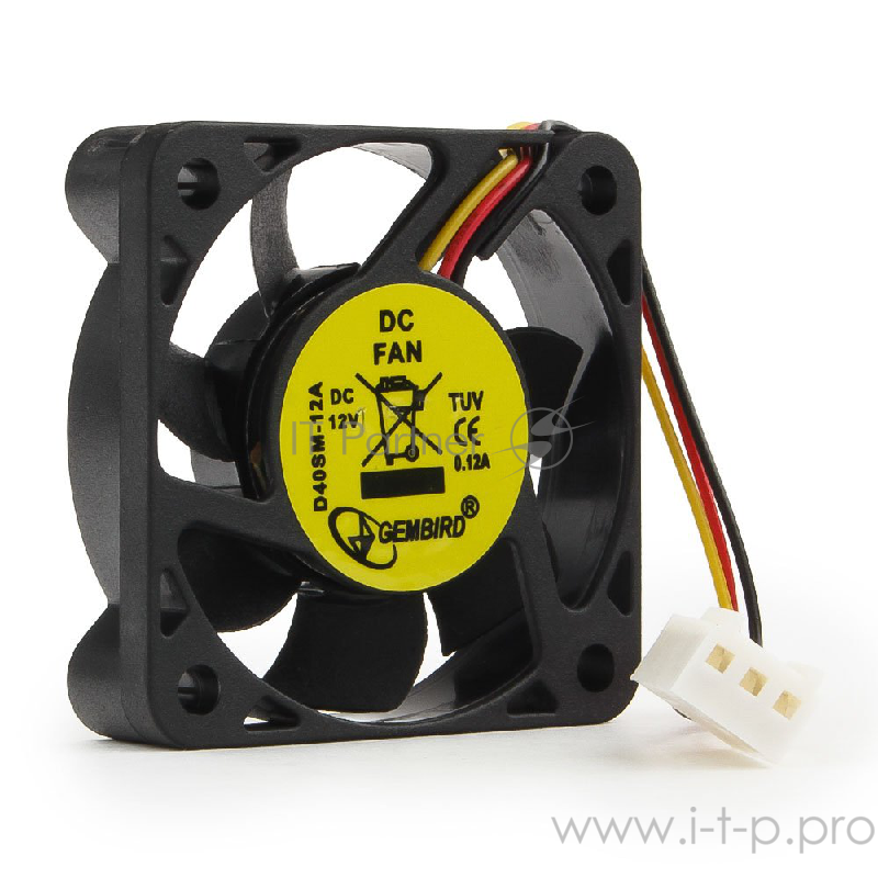 Вентилятор Gembird Вентилятор 40x40x10, 3pin, шнур 7см, D40SM-12A