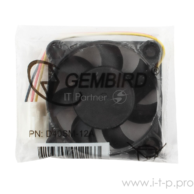 Вентилятор Gembird Вентилятор 40x40x10, 3pin, шнур 7см, D40SM-12A