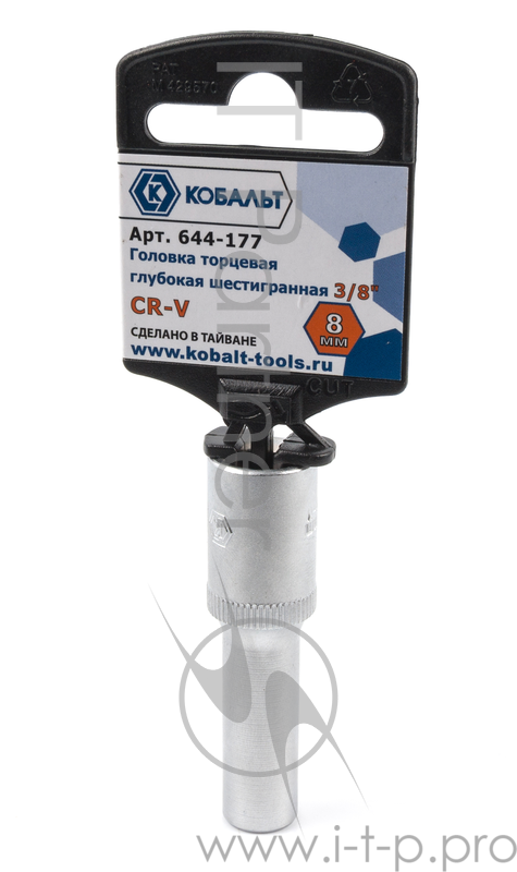 Головка КОБАЛЬТ 644-177 глубокая 3/8'' 8мм CrV 1шт. подвес