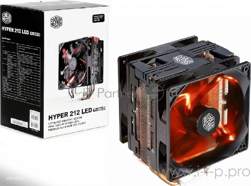 Вентилятор Cooler Master Hyper 212 Turbo Red LED, 600 - 1600 RPM, 150W, Full Socket Support RR-212TR-16PR-R1