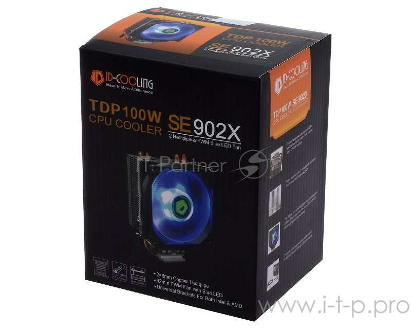 вентилятор Cooler ID-Cooling SE-902X 100W/PWM/ Blue LED/ Intel 775,115*/AMD