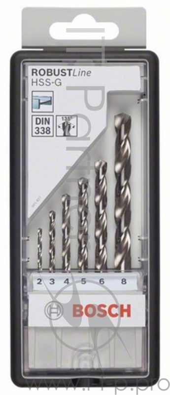 Набор сверл BOSCH Robust Line HSS-G 6 шт. (2.607.010.529) металл, 2-8мм, 6шт.