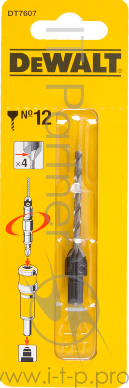 Насадка DEWALT DT7607-XJ на дрель Flip&Drive пилотное сверло с зенкером для шурупов 6мм