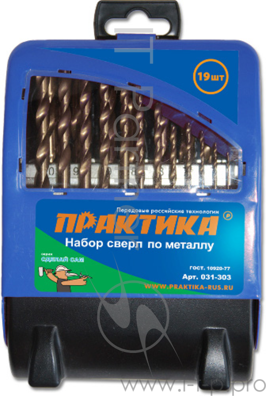 Набор сверл ПРАКТИКА 031-303 металл 19шт.: 1.0-10.0мм, в мет.кассете