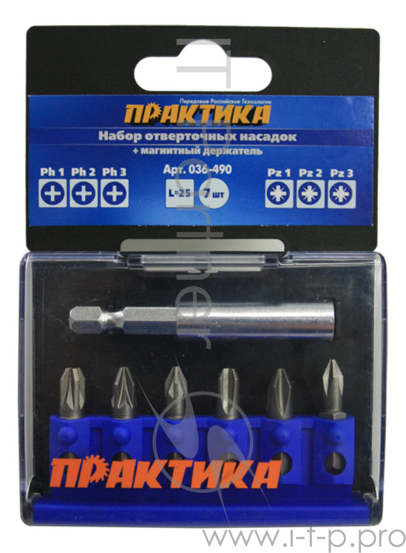 Набор бит ПРАКТИКА 036-490 Ph/Pz - 6шт.+держатель