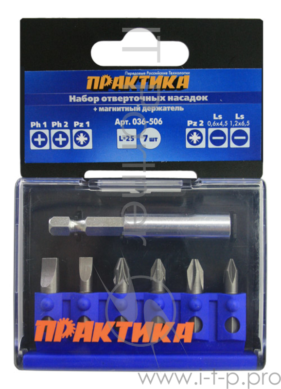 Набор бит ПРАКТИКА 036-506 Ph/Pz/Ls - 6шт.+держатель