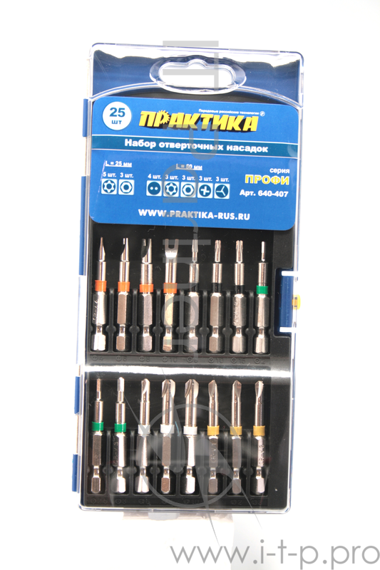 Набор бит ПРАКТИКА 640-407 25шт., ПРО кассета,