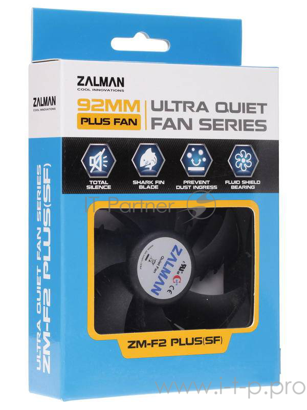 Вентилятор Case fan ZALMAN ZM-F2 PLUS (SF) Fan for m / tower (3пин, 92x92x25mm, 20-23дБ, 1500об / мин)