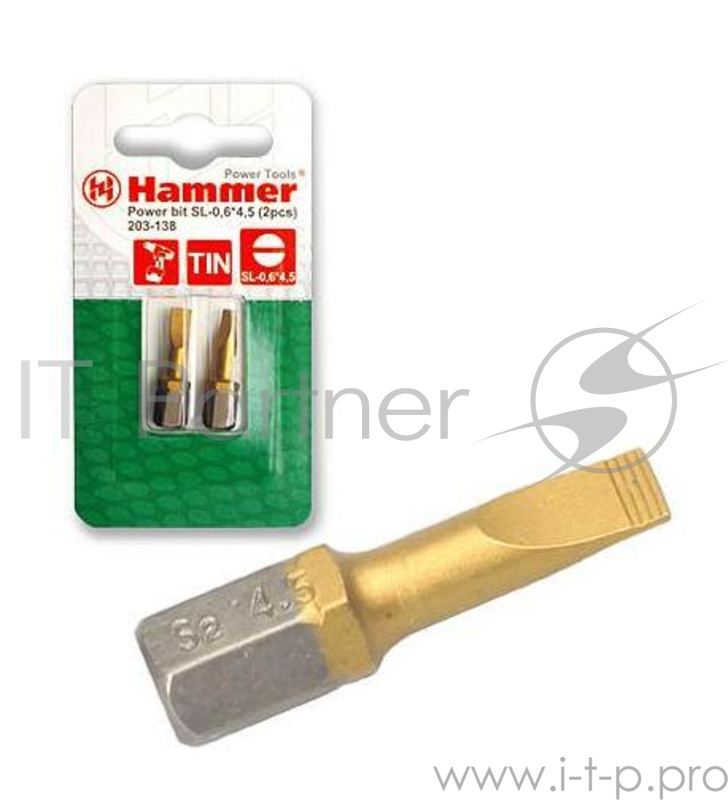 Бита Hammer Flex 203-140 PB SL-1,2*6,5 25мм TIN, 2шт.