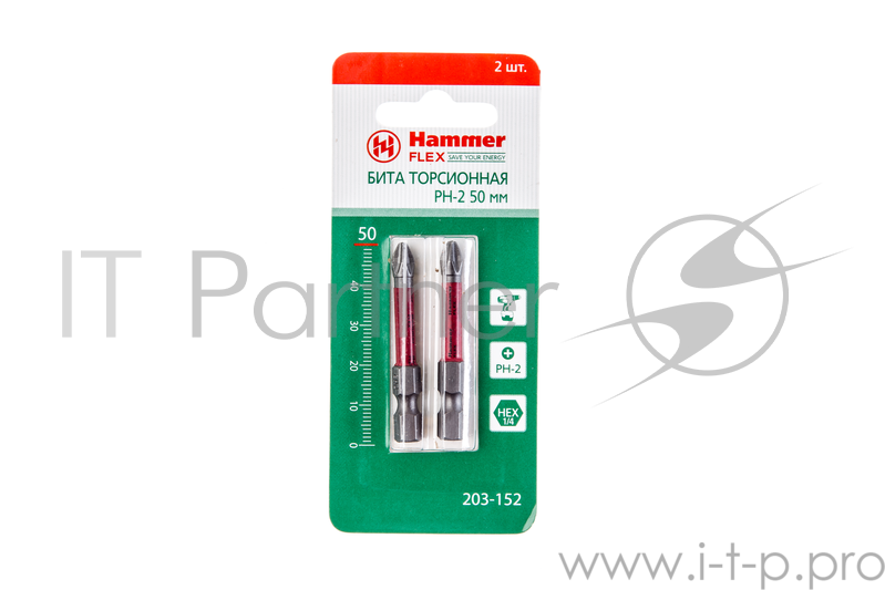 Бита Hammer Flex 203-152 торсионная PH-2 50мм (2шт.)