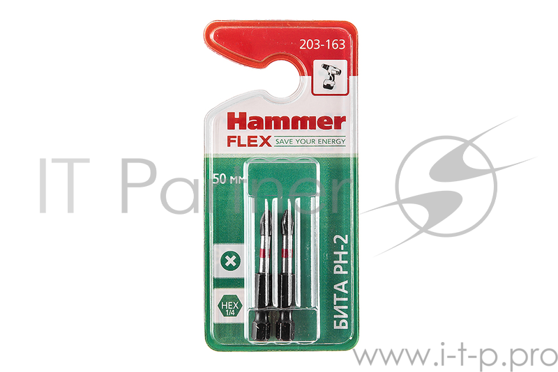 Бита Hammer Flex 203-163 PH-2 50мм, 2шт.