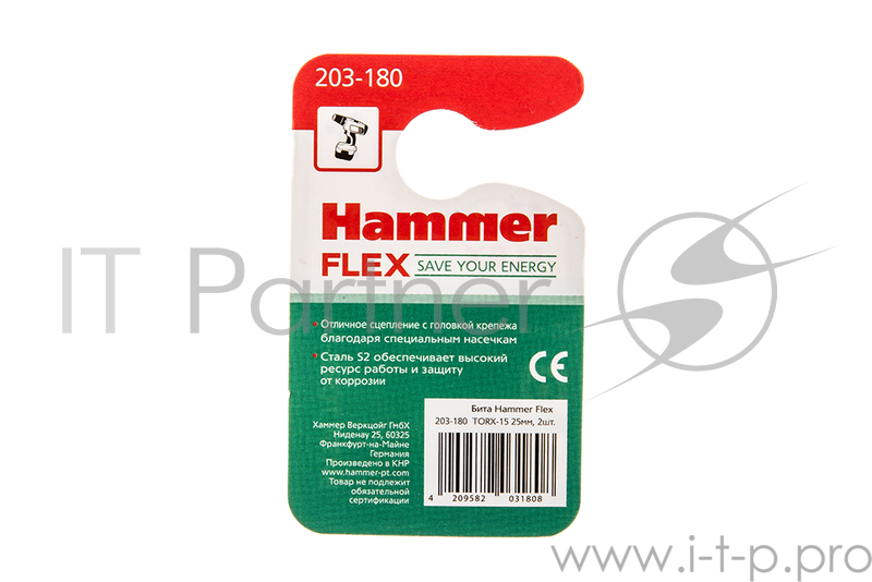 Бита Hammer Flex 203-180 TORX-15 25мм, 2шт.