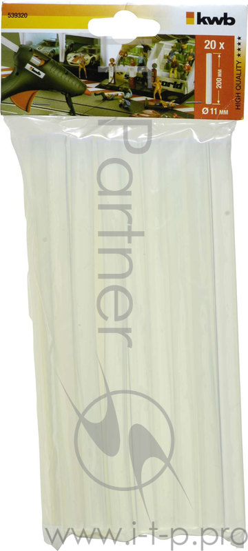 Стержень KWB 5393-20 клеевые стержни 11х200мм прозрачные 400г 20шт.