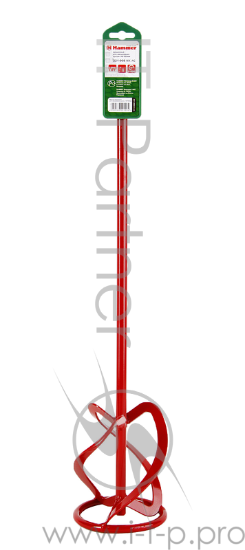 Венчик для миксера Hammer Flex 221-008 MX-AC 140 х 600 мм для смешив. краски, окрашенный ПОД РЕЗЬБУ