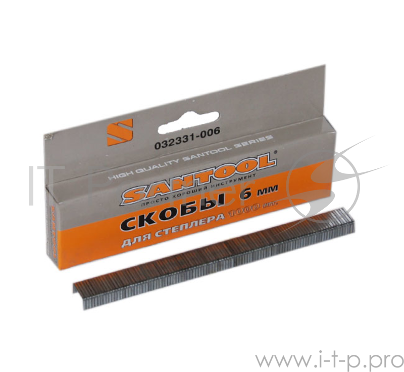 Скобы SANTOOL 032331-006 6мм для меб. степлера шир.10.6мм толщ.1.2мм тип 140 (1000 шт/уп)