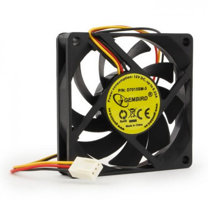 Вентилятор Вентилятор 70x70x15, втулка, 3pin, провод 25см D7015SM-3