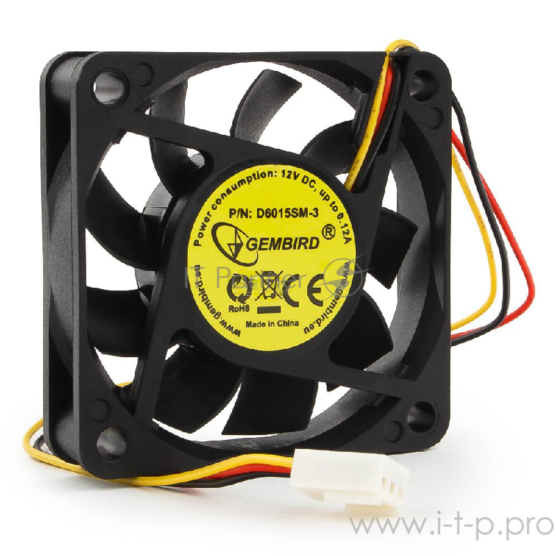 Вентилятор Вентилятор 60x60x15, втулка, 3pin, провод 25см D6015SM-3