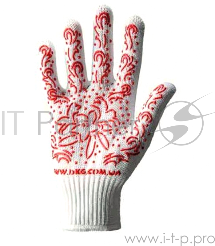 Перчатки DOLONI 622 с точкой ПВХ белоснежный/розовый