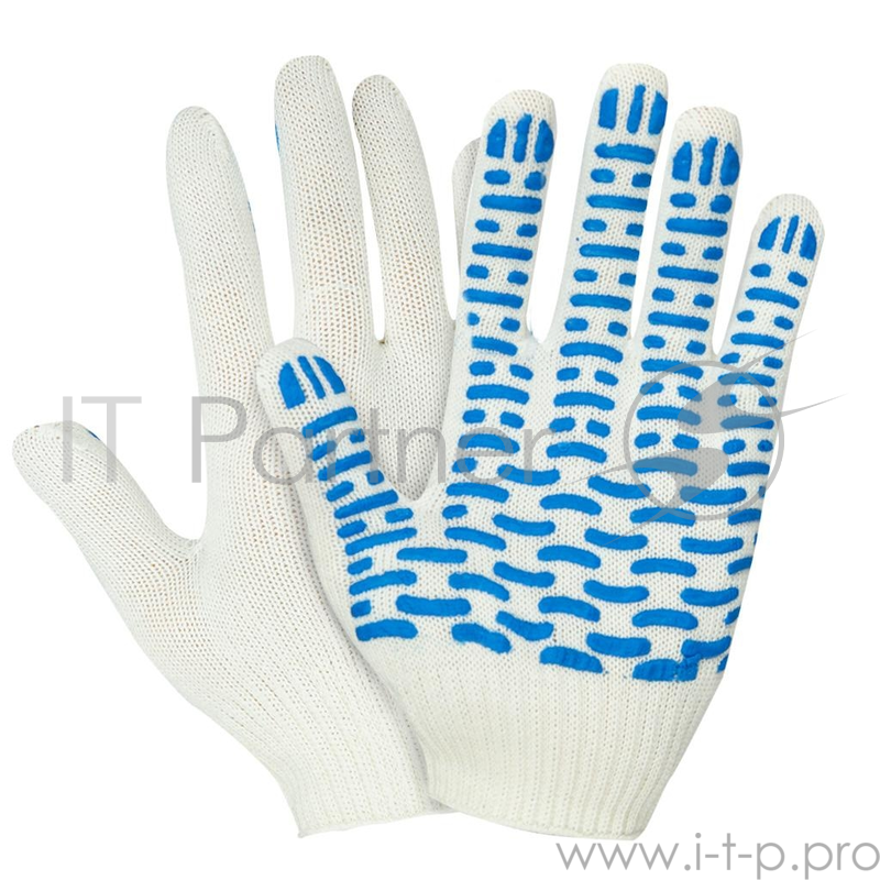 Перчатки НИЖТЕКСТИЛЬ 0011А х/б с ПВХ 10 класс 44гр волна rus белые