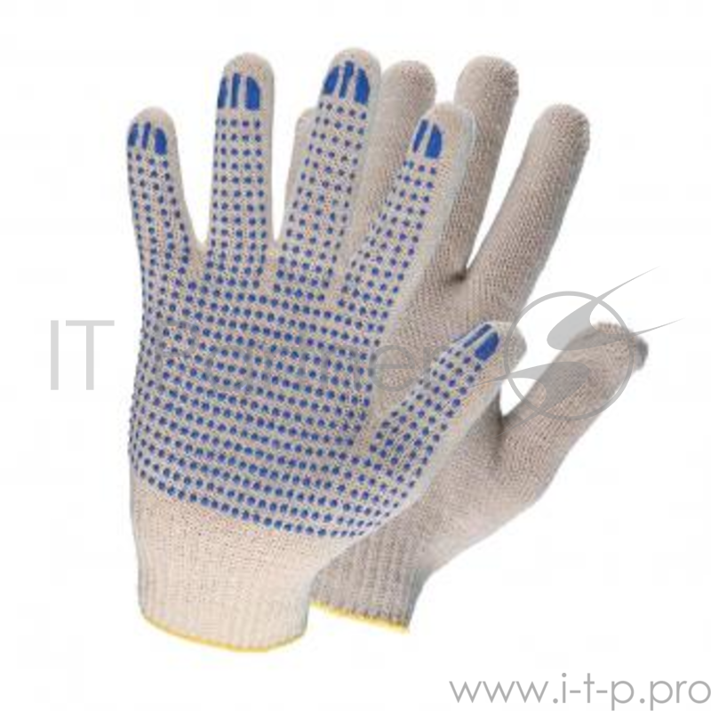 Перчатки НИЖТЕКСТИЛЬ rus0010 х/б с ПВХ 10 класс 32гр точка rus белые