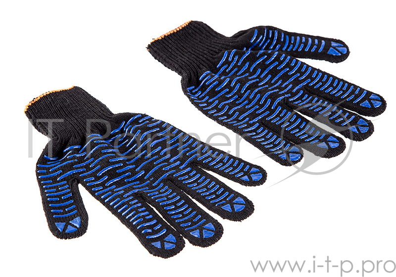 Перчатки Hammer Flex 230-019 ХБ с ПВХ покрытием, 5 нитей, черные, 5 пар